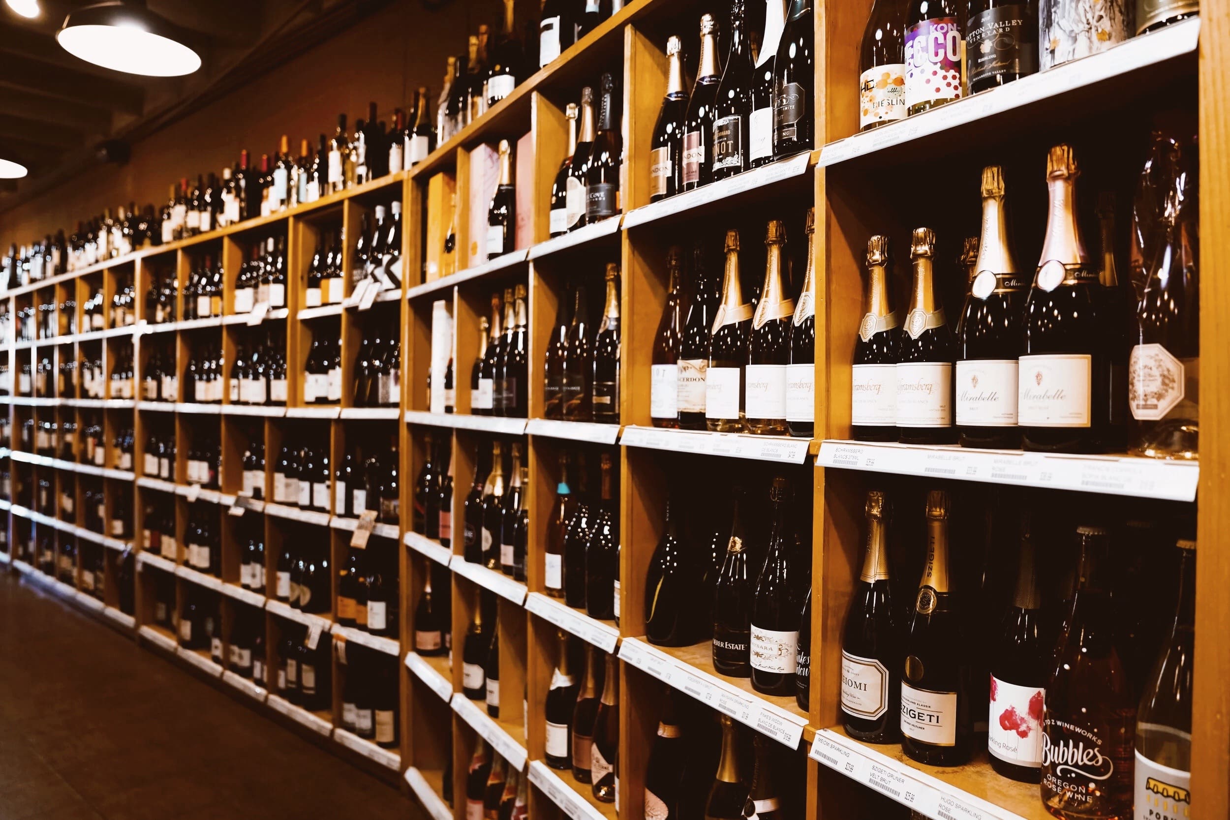 shelves of wine inside briarwood wine and spirits